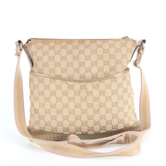 Gucci GG Canvas 145857 Leather Shoulder Bag Crossbody Tote for Women